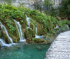 Pomost, Rzeka, Plitwice, Chorwacja, Park Narodowy Jezior Plitwickich, Wodospady