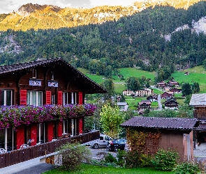 Hotel, Dolina, Dom, Wioska Lauterbrunnen, Alpy, Valley Hostel, Szwajcaria, Góry