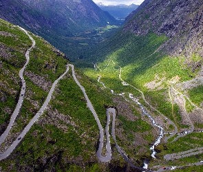 Gmina Rauma, Dolina Romsdalen, Drogi, Norwegia, Wąwóz, Góry, Droga Trolli