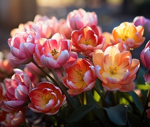 Bukiet, Tulipany, Kwiaty, Kolorowe