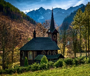 Drzewa, Kościół św Anny, Jaworzyna Tatrzańska, Słowacja, Góry, Tatry