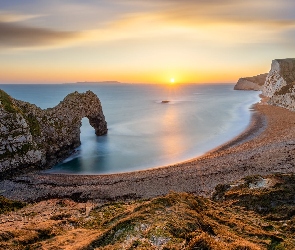 Hrabstwo Dorset, Plaża, Anglia, Morze, Łuk, Wybrzeże Jurajskie, Durdle Door, Skały