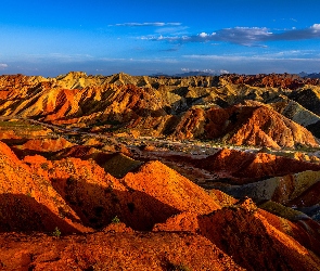 Niebo, Droga, Narodowy Park Geologiczny Zhangye Danxia, Motolotnia, Piaskowce, Chiny, Skały