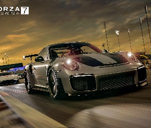 Noc, Wyścig, Forza Motorsport 7, Plakat, Tor, Gra, Porsche 911 GT2 RS