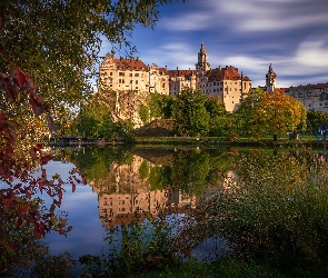 Badenia-Wirtembergia, Zieleń, Rzeka, Niemcy, Drzewa, Zamek Sigmaringen, Dunaj