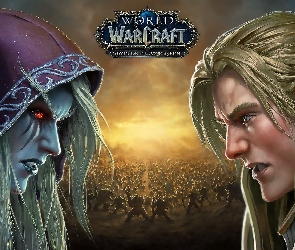 World of Warcraft Battle for Azeroth, Anduin Wrynn, Gra, Sylvanas Windrunner, Bitwa, Postacie, Plakat, Twarze