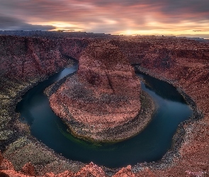 Park Narodowy Glen Canyon, Arizona, Zakole, Stany Zjednoczone, Horseshoe Bend, Kolorado River, Skały, Kanion, Rzeka