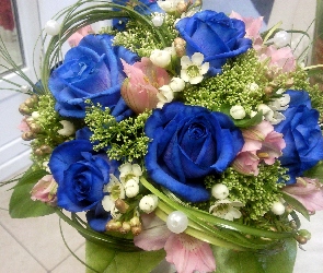 Niebieskie, Bukiet, Róże