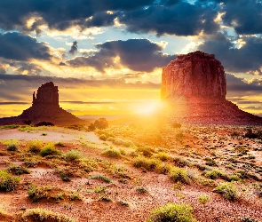 USA, Arizona, Zachód Słońca, Formacje Skalne