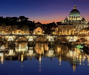 Bazylika św. Piotra, Rzeka Tyber, Watykan, Most św. Anioła