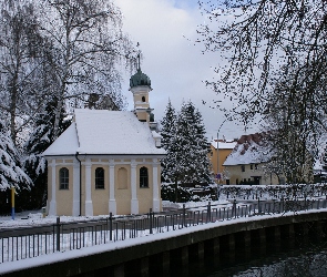 Kaplica, Zima, Most, Drzewa, Kościół