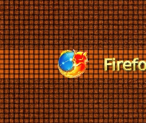 Brązowe, Firefox, Logo, Tło, Kraciaste