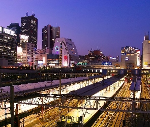 Noc, Tokyo, Dworzec, Kolejowy