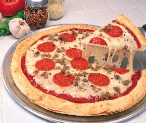 Czosnek, Pomidor, Pizza, Salami