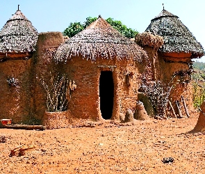 Afryka, Benin, Domek, Gliniany